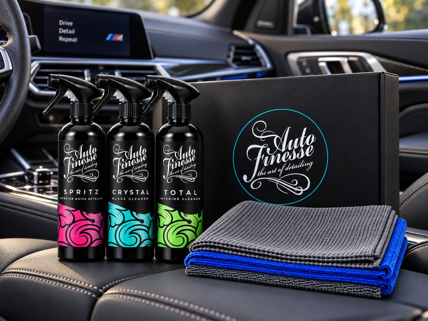 Sada autokosmetiky Auto Finesse pro čistění a ochranu interiéru